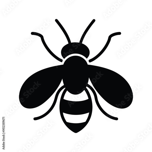 Flat vector honeybee. Isolated on white background for natural product packaging, label design.
