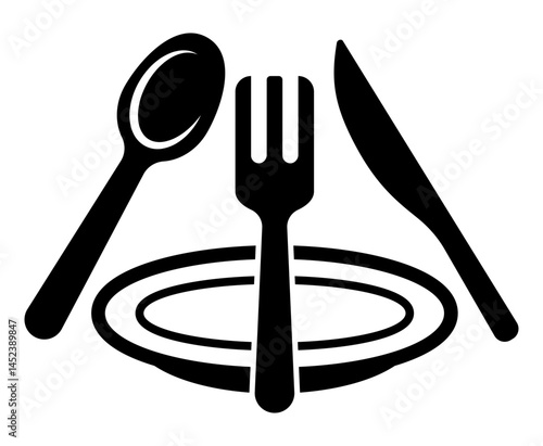 icon represents a main course with tableware arranged neatly.