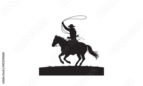 A Cowboy Riding a Horse Silhouette