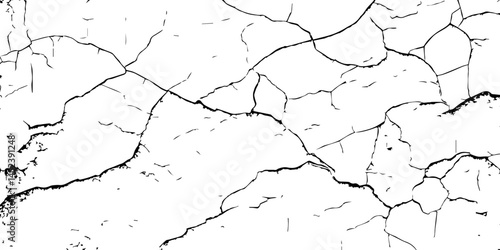 Cracked Surface Grunge Texture Vector. Grunge design crack texture background.  Black Isolated on White Background. Distressed black texture.  Uneven Overlay. Vector Illustration