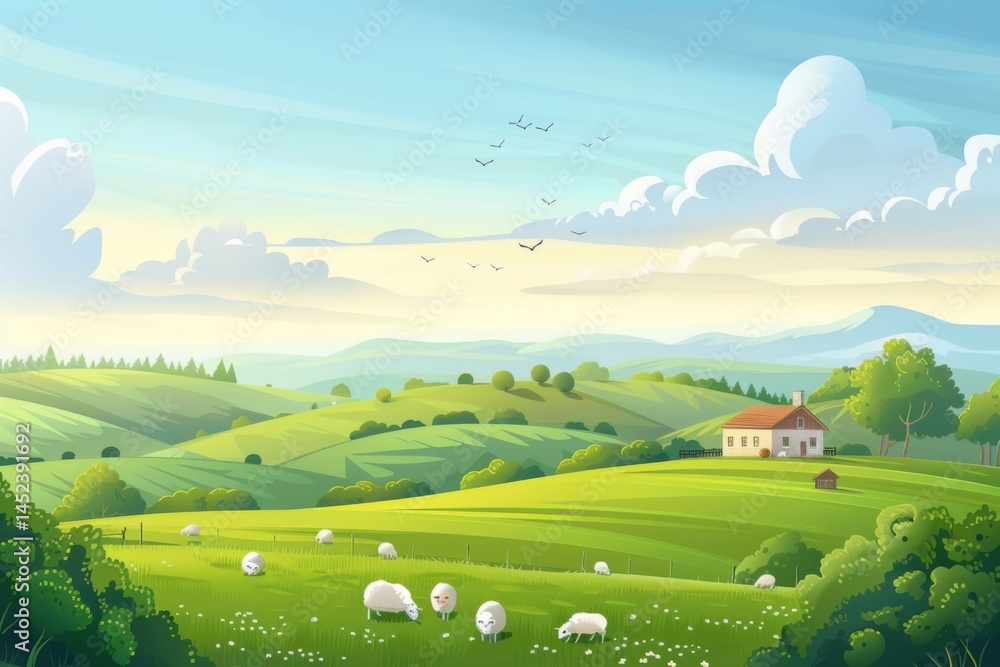 Tranquil Countryside with Rolling Hills