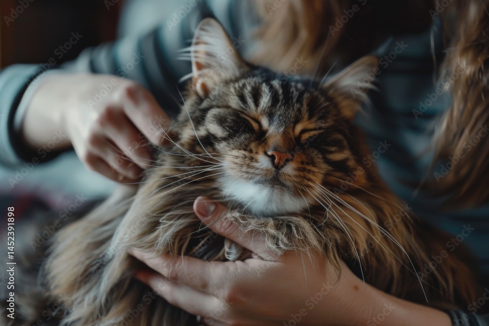 Gentle grooming of majestic Maine Coon