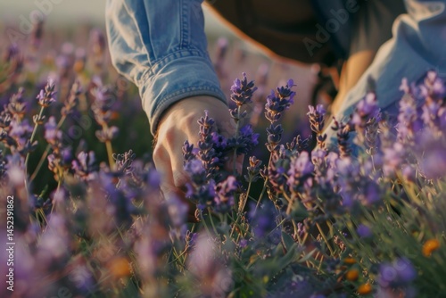Obraz na płótnie Kneeling in a Lavender Field w salonie