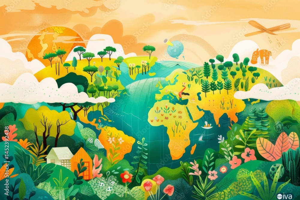 Vibrant Sustainable World Illustration