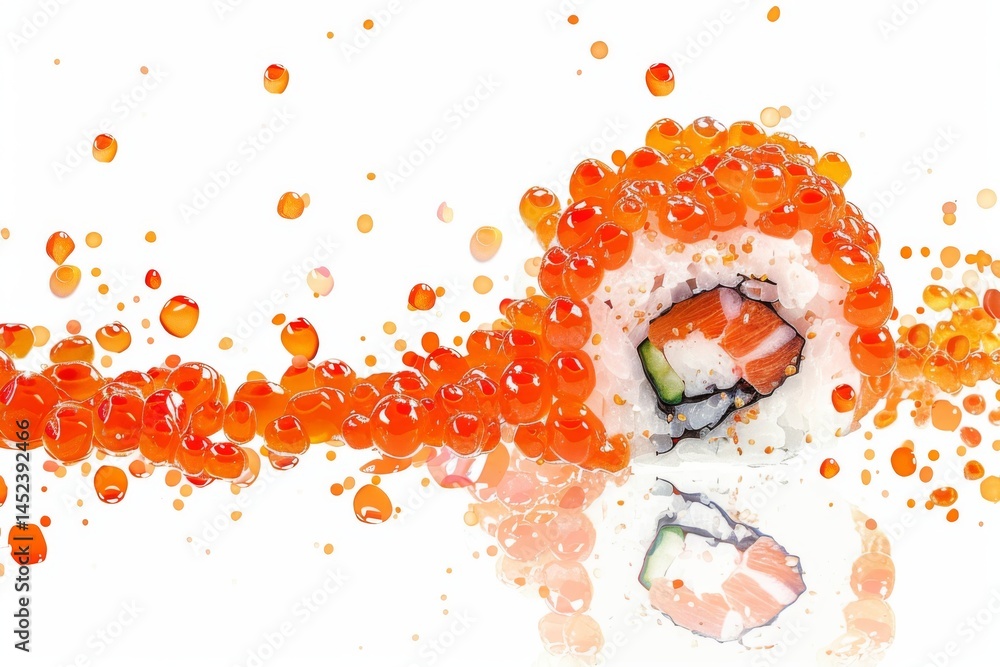 Vibrant Sushi Roll with Flying Fish Roe