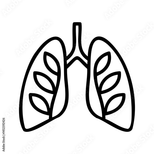 Healthy lungs icon with natural leaf elements