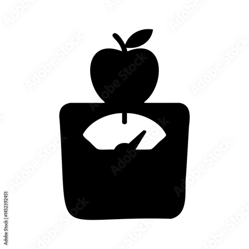 Weight loss and nutrition icon with scale and apple