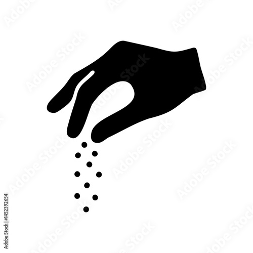 Hand sprinkling seasoning icon silhouette