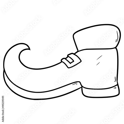 leprechaun shoe illustration hand drawn outline vector