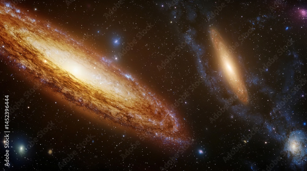 Fototapeta premium Majestic galaxy with brilliant stars and cosmic features illuminating the dark universe
