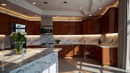 Luxury Kitchen with Sunlight, Modern kitchen daylight view