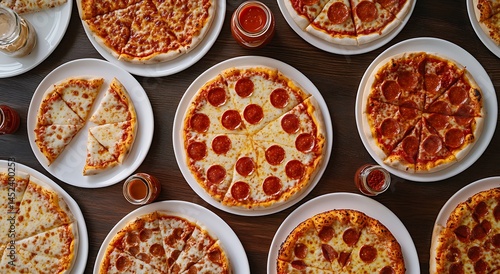 Wallpaper Mural Fresh Pepperoni Pizza in Display Case  Hot and Delicious Fast Food Close-Up Torontodigital.ca