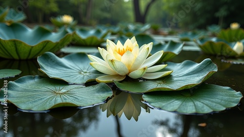 Fototapeta Naklejka Na Ścianę i Meble -  Microscopic natural landscape of lotus flowers