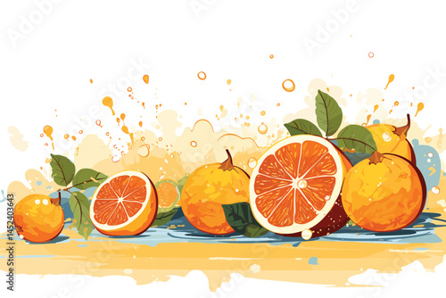 Fresh ripe orange fruit, orange cut, juice, smoothie 3D splash twisted. Tasty vitamin citrus juice splashing, orange juice, smoothie isolated. Healthy orange drink tropical fruit label design element