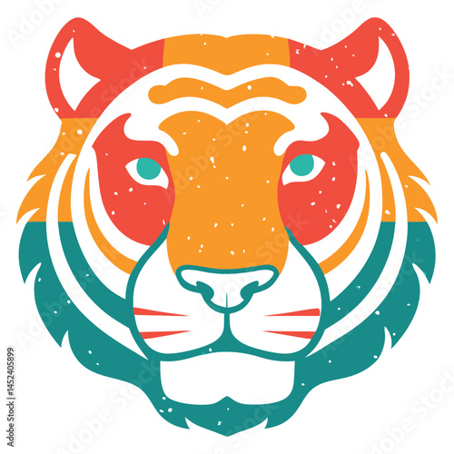 Tiger head vector. Bold tiger head silhouette with sharp angles and tribal design