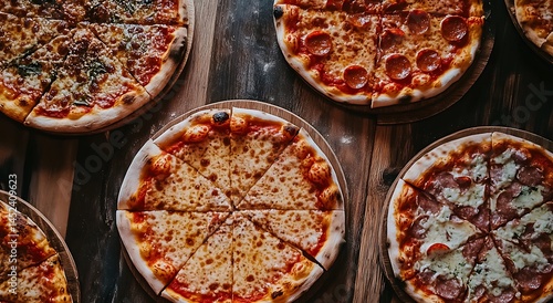 Wallpaper Mural Fresh Pepperoni Pizza in Display Case  Hot and Delicious Fast Food Close-Up Torontodigital.ca