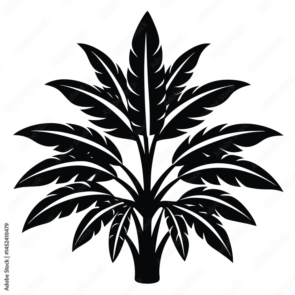 Naklejka premium Elegant Black and White Tropical Palm Tree Illustration