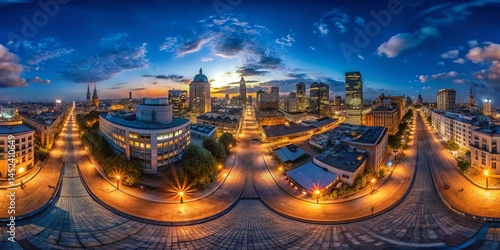 Vintage Night City Panorama: 360° Spherical HDRI Environment Map