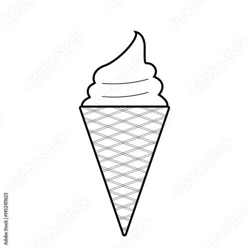 ソフトクリーム　コーン　モノクロ