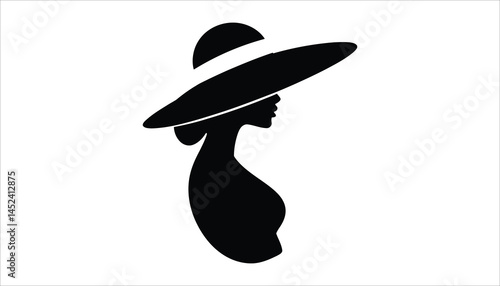 Woman with Wide Brim Hat Silhouette