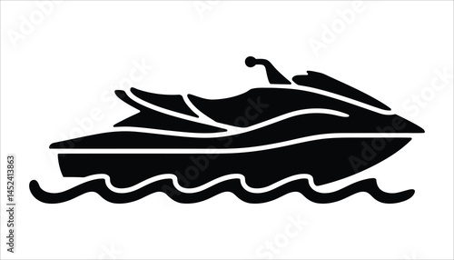 Jet Ski Icon with Waves Water Sports Design