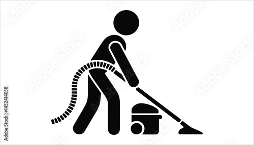 Vacuum Cleaning Icon Illustration with Hose and Cleaner
