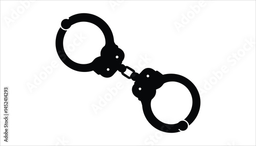 Handcuffs Icon Symbol, Police Equipment, Law Enforcement, Security Tools
