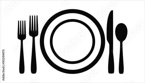Dining Table Setting, Plate, Fork, Knife, Spoon