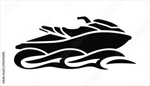 Jet Ski Icon with Waves Water Sports Design