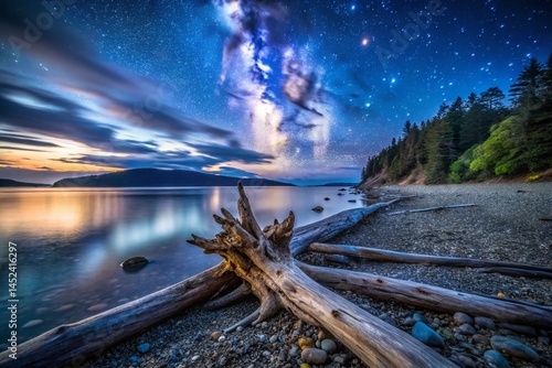 Washington State Seabeck Hood Canal: Night Photography Driftwood Detail