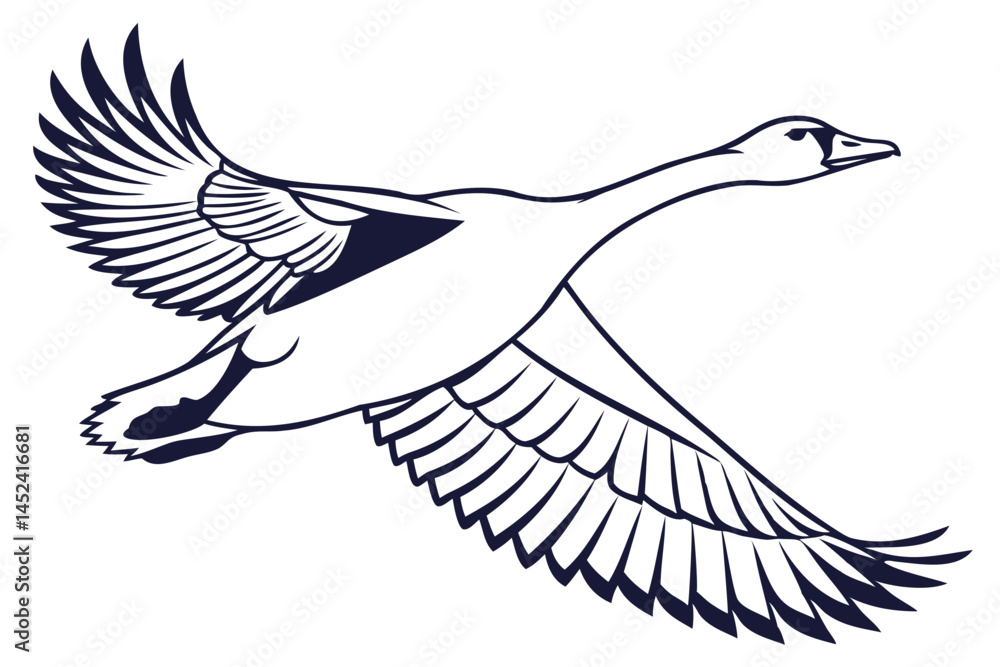 Obraz premium Flying goose vector illustration for wildlife enthusiasts and bird watchers perfect for print and digital use isolated on transparent background