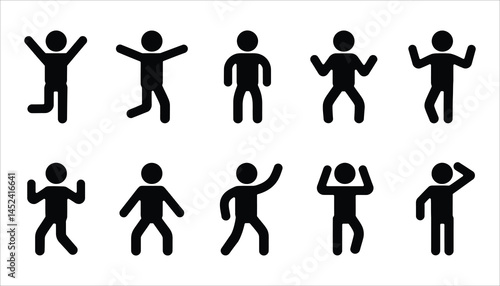 Vector Illustration of Multiple Dynamic Poses of a Person in Various Stances