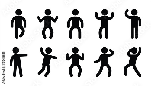 Vector Illustration of Multiple Dynamic Poses of a Person in Various Stances