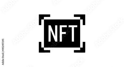 Digital NFT symbol, black and white icon