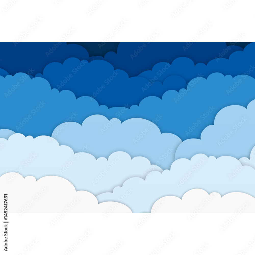Layered Blue Sky Clouds – Calm Paper Cut Style Vector Background Layered Blue Sky Clouds – Calm Paper Cut Style Vector Background