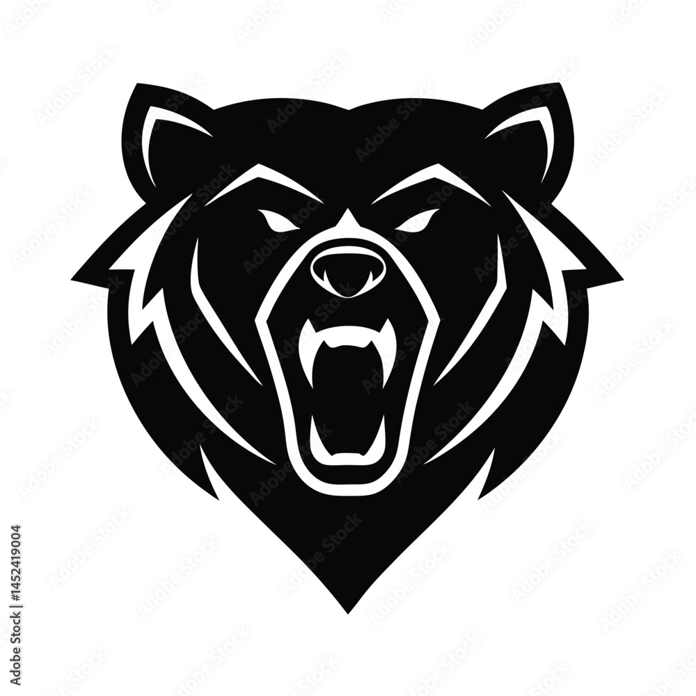 Aggressive Bear Head Silhouette Vector Illustration Aggressive Bear Head Silhouette Vector Illustration
