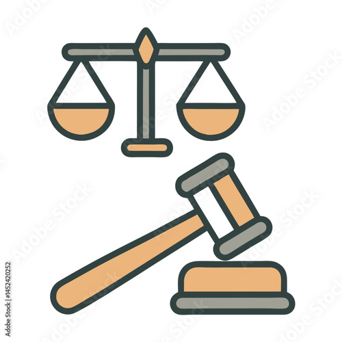 Minimalist Justice Gavel Illustration Vector Design.