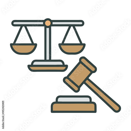 Minimalist Justice Gavel Illustration Vector Design.