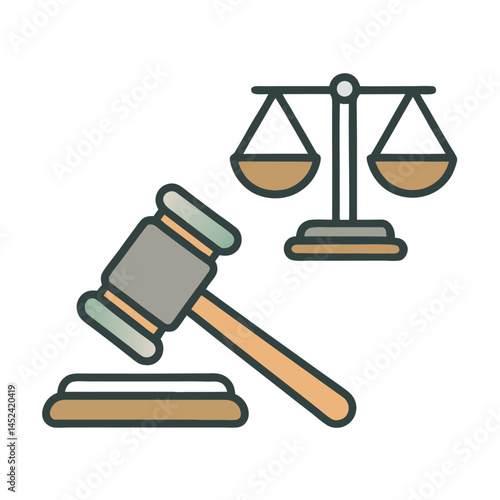 Minimalist Justice Gavel Illustration Vector Design.