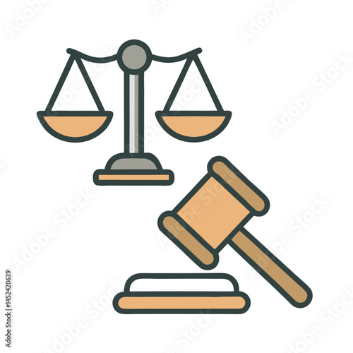 Minimalist Justice Gavel Illustration Vector Design.