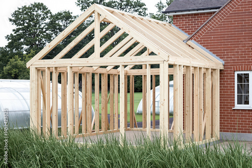 wooden framework of a new home extension