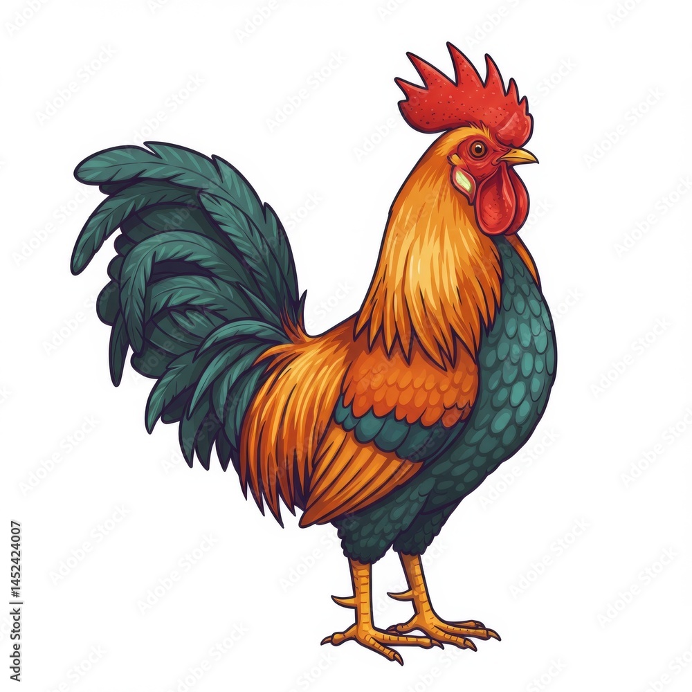 Fototapeta premium Detailed Pixel Art Rooster Illustration