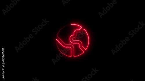 Wallpaper Mural Glowing red neon globe with abstract lines against a dark black background Torontodigital.ca