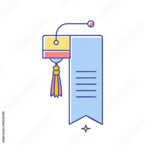 Stylized icon of a report with a tassel, symbolizing tradition and evaluation