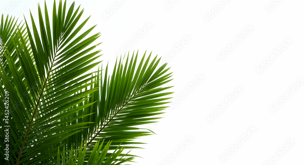Obraz premium Lush Green Palm Leaves Isolated on White Background for Nature Theme