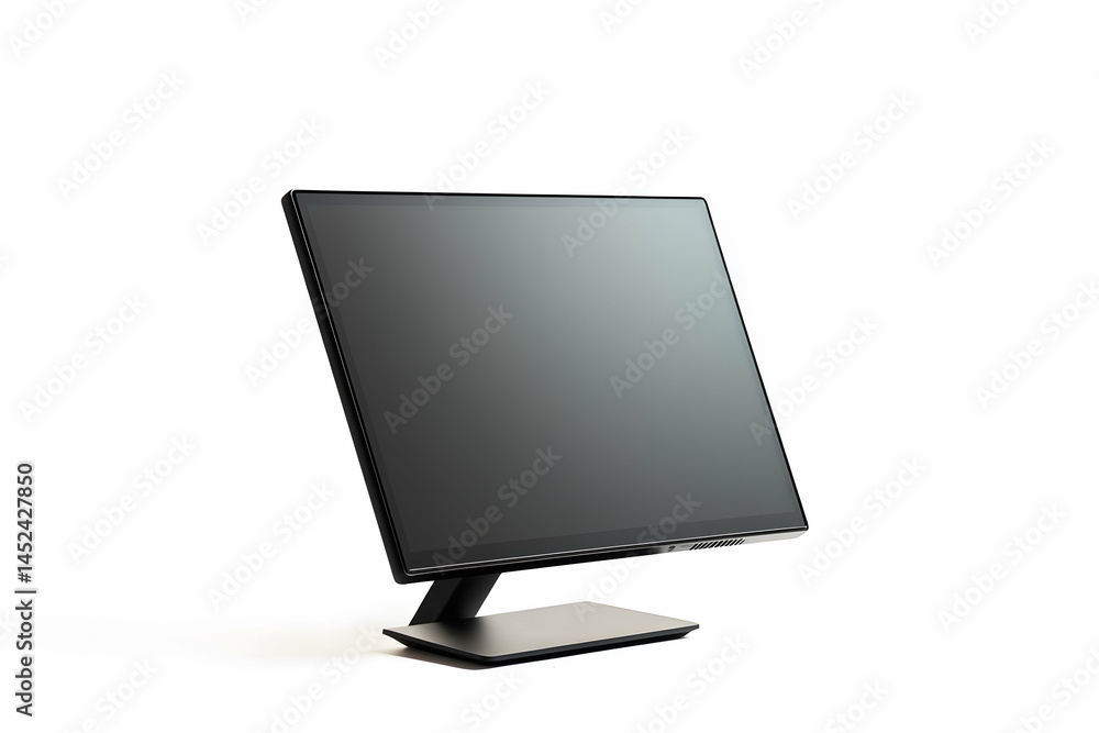 Portable Monitor with USB C Connection and Foldable Stand on White Background Portable Monitor with USB C Connection and Foldable Stand on White Background