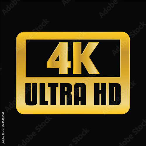 4k ultra hd gold badge logo design template
