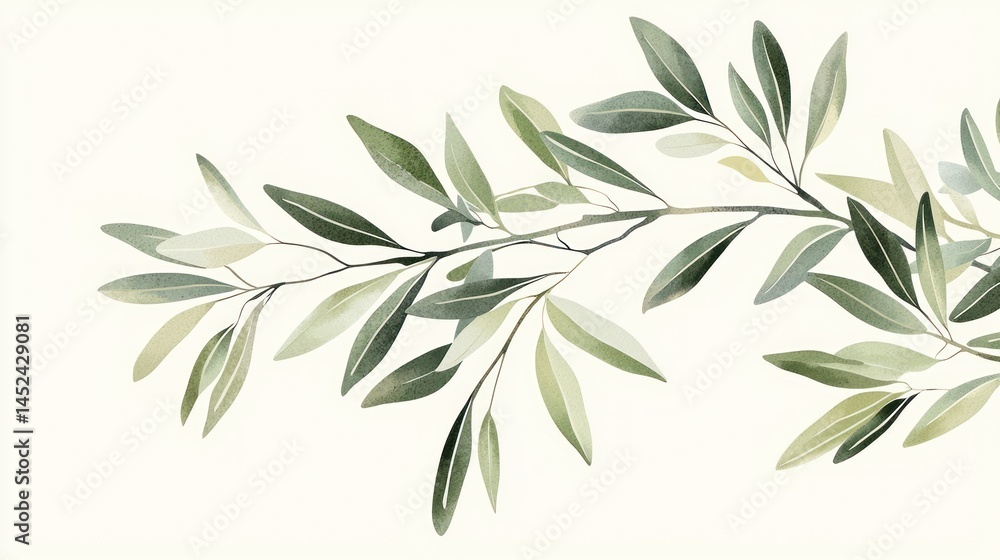 Naklejka premium Detailed olive branch sticker for a Mediterranean-inspired interior