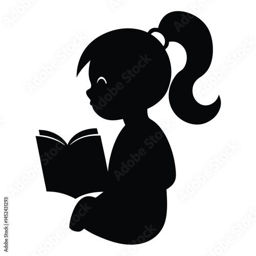 Silhouette of a Girl Enjoying a Book