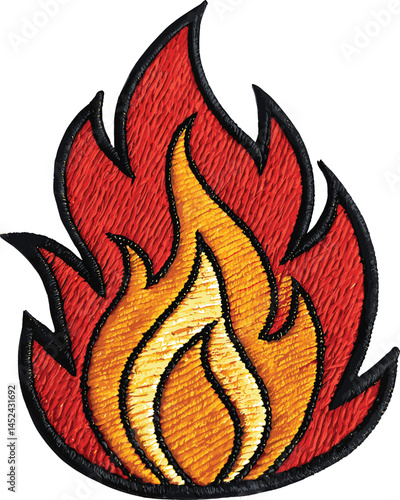Embroidered Flame Patch  Red & Orange Gradient Fire Icon Badge